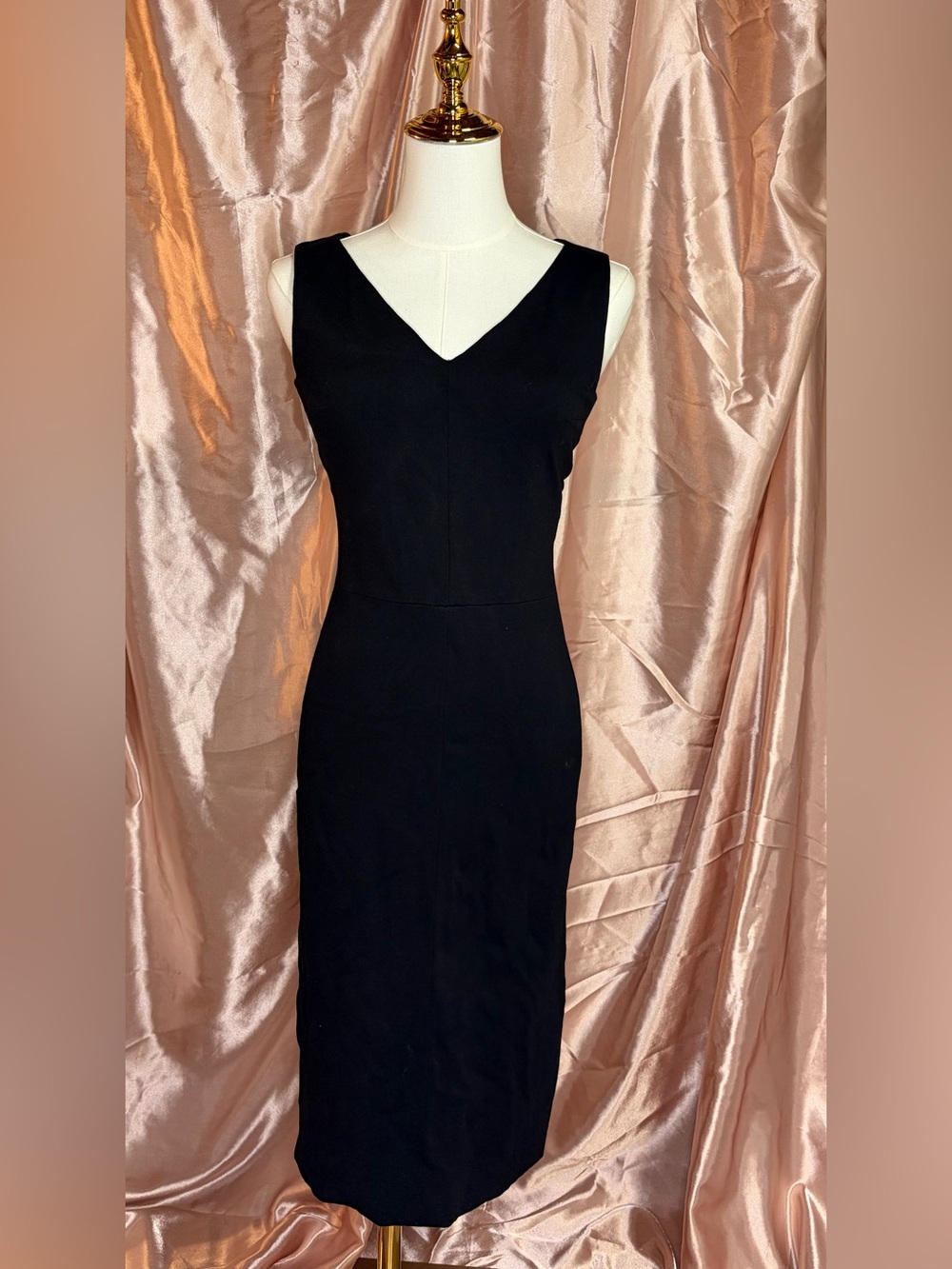 MM Lafleur Black V-Neck Midi Sheath Dress